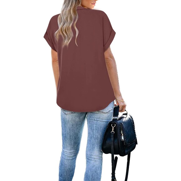 Dolman Sleeve V Neck Short Sleeve Tunic - Gaharu Sz L - Picture 2 of 7